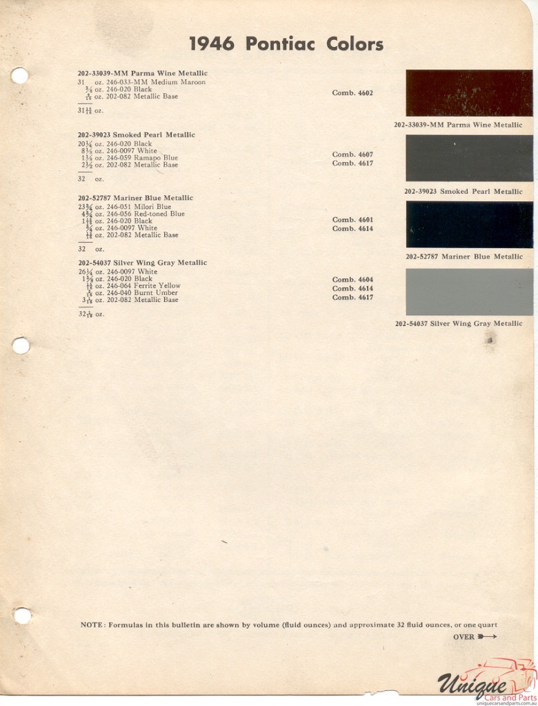 1946 Pontiac Paint Charts DuPont 1